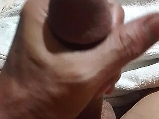 Massages my hard cock and cum