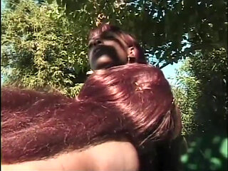 Big boobs black lesbians pussy licking fingering in the garden