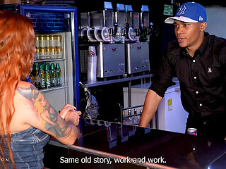 Bartender Has Risky Sex at Work with a Horny Girl