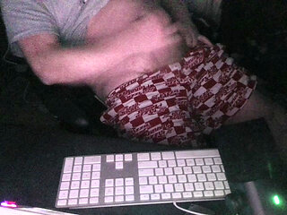 Night Time Masturbation tease at my computer with the webcam on and the night time ready for action
