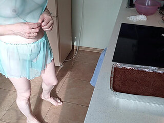 My loving and caring wife makes a double cream pie, a symbol of family well-being.