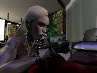 Second Life Black man fucks white woman vampire