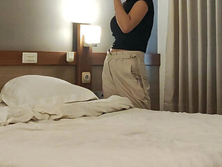 A friend of mine is in love with her boyfriend in her mother's room.