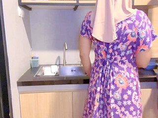 Stepmother Was Harassed by Her Naughty Stepbrother While Cooking