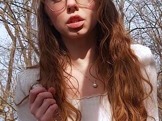 Petite amateur redheaded teen pisses and sucks cock