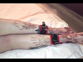 My Beautiful Size 13 Womens Feet and Long Legs Being Flogged and Whipped with a Belt and Crop While Tied Together with Manacles