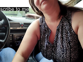 Stepsister Gives Stepbrother His First Blowjob in the Car POV