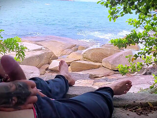 Handjob Surprise Ejaculation on the Beach