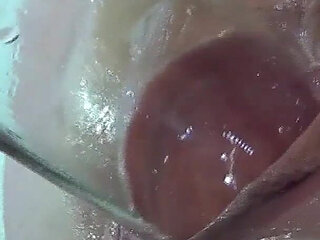 8 Very Close Spread Pussy Fucking with Dildo and Glass