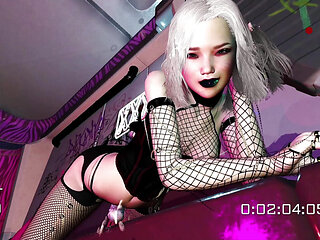 Cyberpunk Babe Cums Like Fountain Futatrans