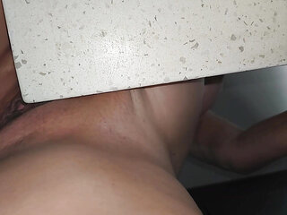 Naughty Girl Grinding Pussy on Kitchen Bench