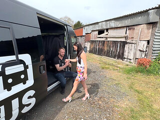 Nicole Blake gets a hard fuck in the back of the Smash Bus ending in hot facial