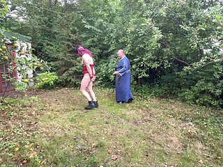 Part 1. Lanista Bear takes his pony Allegro for some trading in the garden.