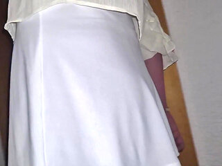 White Short Skirt Ass Watcher