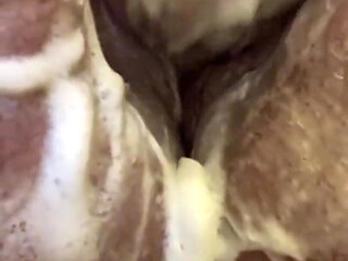 Bbwbootyful having a bath soaping my fat hair pussy