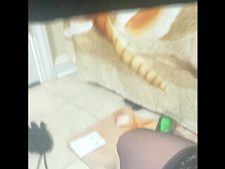 Crossdresser sissy whore shemale fucks phat black ass and pussy toy with her small cock