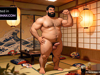 Bara Animation - Bear Takeshi in Japanese clothes - Yaoi JOI Erotic audio for Men
