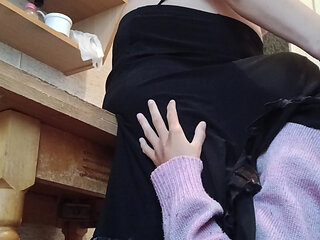 My boyfriend caught me with his mom, but he didn't see us having sex because I was under her skirt