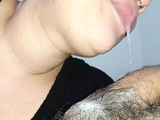 ASMR EXTREME from horny slut's throat, fucking cock with her big mouth