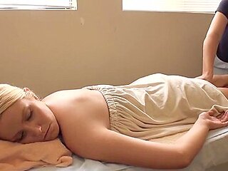 Slim Blondie Relaxes Under Strong Hands Of A Hot Masseur