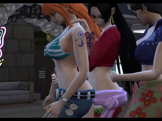 One Piece Nami x Boa Hancock x Nico Robin hentai