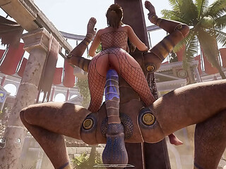 Thousands of viewers watch as Lara Croft'_s tight pussy is destroyed by a huge cock from an awakened statue