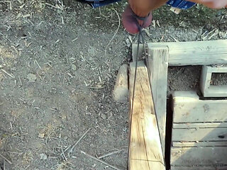 Farmer Twink Ties His Balls, Stretches Tight Balls and Jerks off