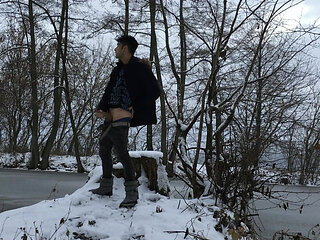 Winter Jerk off in Snowy Land Two Times