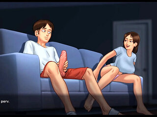 Lucky Guy Kisses Hot MILF Landlady & Gets Footjob From Girlfriend - Summertime Saga 3D Sex Animation