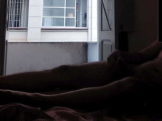 Naked window masturbation for hot neighbor - she craves my dick flash