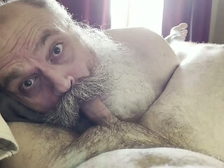 Big Bearded Grandpa Sucks Cock