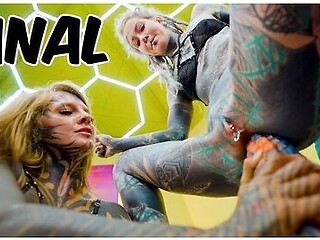 Heavy Tattooed Lesbian Toy Ride Anal, Atm, And Fantasy Dildo Fun