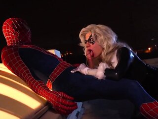 Black Cat getting fucked by Spider-Man in a parody