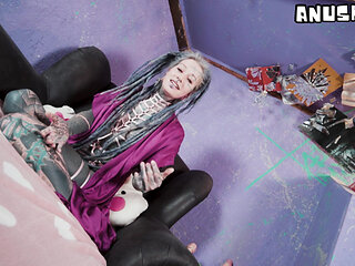 Inked Tattoo Goddess Live Deep Anal Toy Masturbation