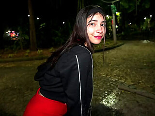 Public Park Threesome: Petite Latina Gets Anal in Rough Doggystyle POV