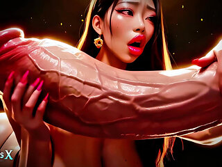 Asian - Thick Koreans - Titfuck & Blowjob Interracial Fucking - Animated Porn (ASMR Sound) (4K AI Generated)