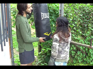 While Boxing I Hit the Neighbor and I Have No Choice but to Indulge Him by Sucking His Big Cock and Letting Him Fuck Me.