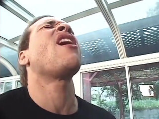 Hot tranny with fake tits enjoys her ass fuck with her handsome boy