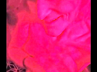 Pink hair egirl teasing in red light, slapping breasts and face