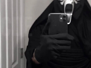 Stroking This Thick Black Cock in Full Scream Cosplay