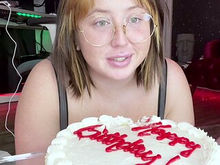 Cute blonde with big boobs solo