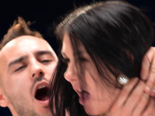 Tatooed Curvy Wife Sucks, Fucks, and Rims Two European Studs