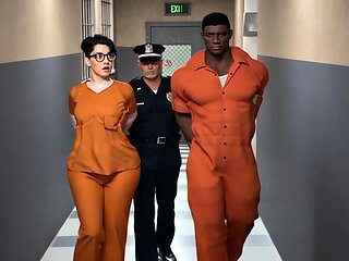 Locked up and dicked down by her cellmate