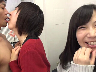 Two Cute Japanese Best Friends: Sloppy Kissing and Teasing Handjob - Special Edition
