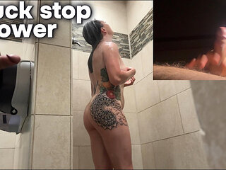 Truck Stop Jerking off Shower He Didn't Have Sex 3 Months Destroyed