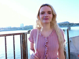 GERMAN SCOUT - Skinny German Teen Amber Kawaii get leg shaking Orgasm at Casting Sex