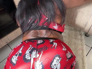 Busty Black Girl in the Kitchen Ready to Keep All the Cum