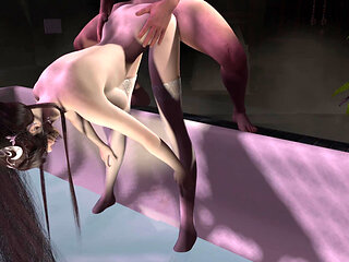 3D Big Boobs Cosplay Model Got Fucked in the Bathroom