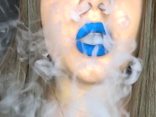 Vaping Close-up with Blue Lipstick