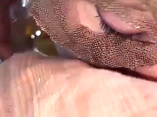 Story #7 with Subtitles - Blonde Lily Takes Golden Shower. the Bitch Washes Her Face and Thanks Her Master.